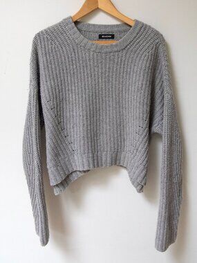 NAADAM Gray Oversized Chunky Wool-Cashmere Blend Cropped Sweater XS